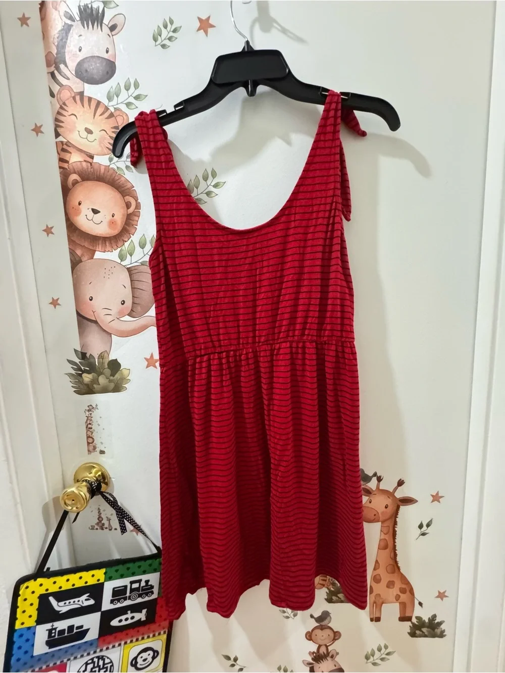 As U Wish Red Striped Tie-Shoulder Sundress